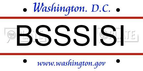 BSSSISI District Of Columbia License Plate