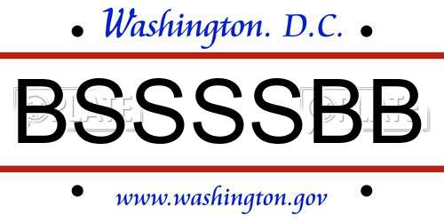 BSSSSBB District Of Columbia License Plate