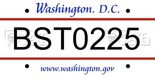 BST0225 District Of Columbia License Plate