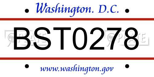 BST0278 District Of Columbia License Plate
