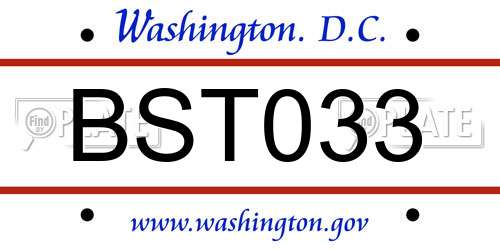 BST033 District Of Columbia License Plate