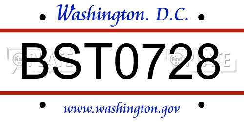BST0728 District Of Columbia License Plate