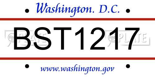 BST1217 District Of Columbia License Plate