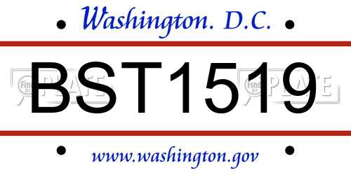 BST1519 District Of Columbia License Plate