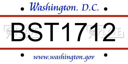 BST1712 District Of Columbia License Plate