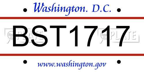 BST1717 District Of Columbia License Plate