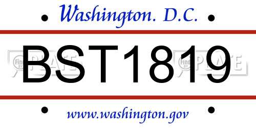 BST1819 District Of Columbia License Plate