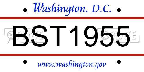 BST1955 District Of Columbia License Plate