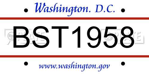 BST1958 District Of Columbia License Plate