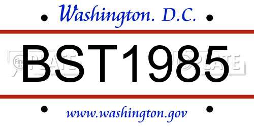 BST1985 District Of Columbia License Plate