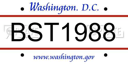 BST1988 District Of Columbia License Plate