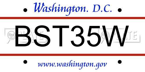 BST35W District Of Columbia License Plate