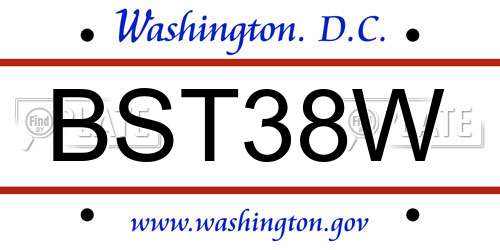BST38W District Of Columbia License Plate