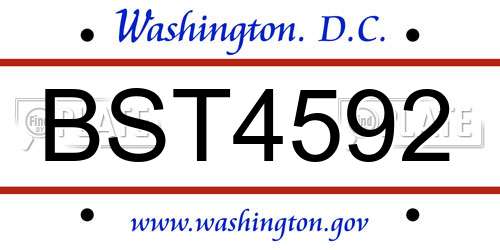 BST4592 District Of Columbia License Plate