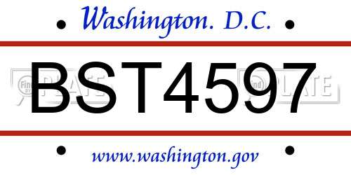 BST4597 District Of Columbia License Plate