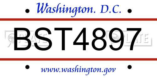BST4897 District Of Columbia License Plate