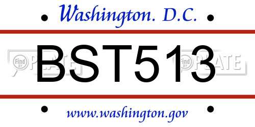 BST513 District Of Columbia License Plate