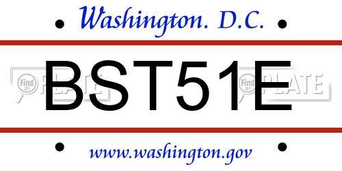 BST51E District Of Columbia License Plate