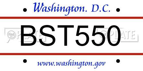 BST550 District Of Columbia License Plate