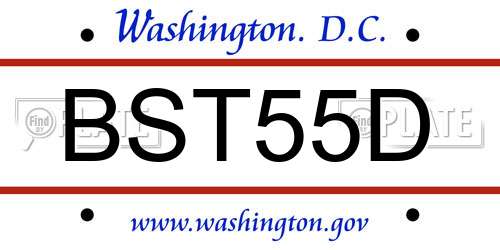 BST55D District Of Columbia License Plate