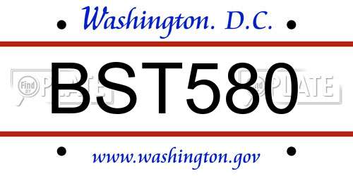BST580 District Of Columbia License Plate
