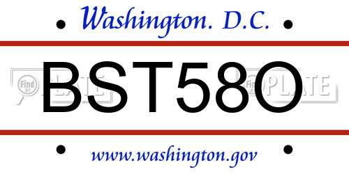 BST58O District Of Columbia License Plate