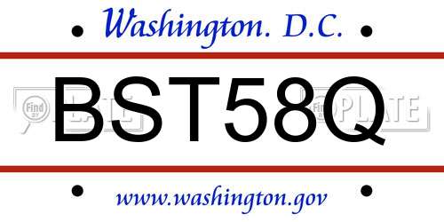 BST58Q District Of Columbia License Plate