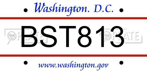 BST813 District Of Columbia License Plate