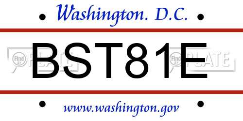 BST81E District Of Columbia License Plate