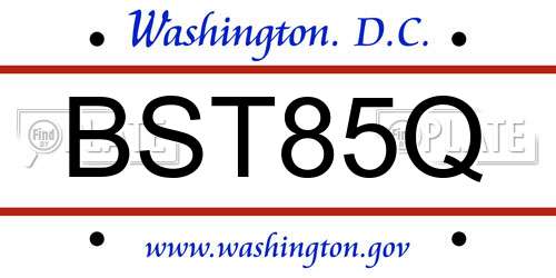 BST85Q District Of Columbia License Plate