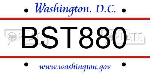 BST880 District Of Columbia License Plate