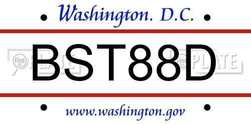 BST88D District Of Columbia License Plate