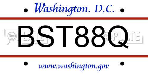 BST88Q District Of Columbia License Plate