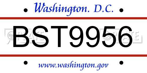 BST9956 District Of Columbia License Plate