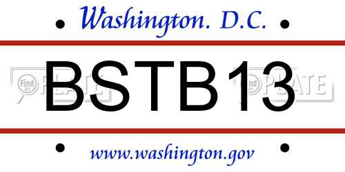 BSTB13 District Of Columbia License Plate