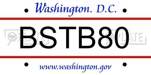 BSTB80 District Of Columbia License Plate
