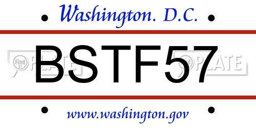 BSTF57 District Of Columbia License Plate