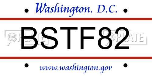 BSTF82 District Of Columbia License Plate