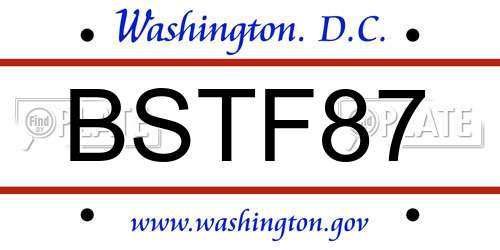 BSTF87 District Of Columbia License Plate