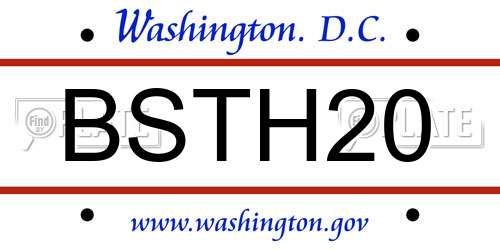 BSTH20 District Of Columbia License Plate