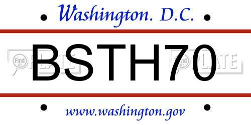 BSTH70 District Of Columbia License Plate