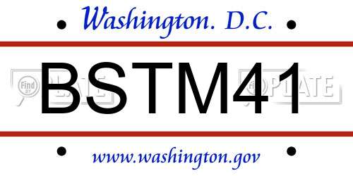 BSTM41 District Of Columbia License Plate