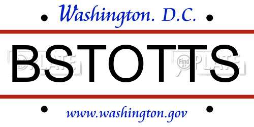 BSTOTTS District Of Columbia License Plate