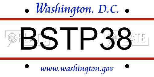BSTP38 District Of Columbia License Plate