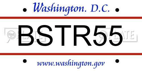 BSTR55 District Of Columbia License Plate