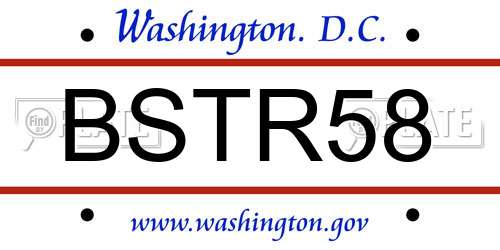 BSTR58 District Of Columbia License Plate