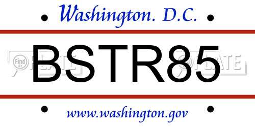 BSTR85 District Of Columbia License Plate