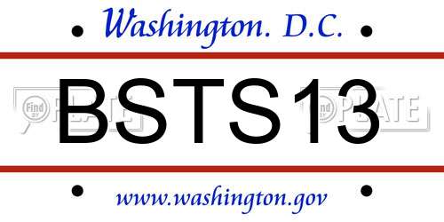 BSTS13 District Of Columbia License Plate
