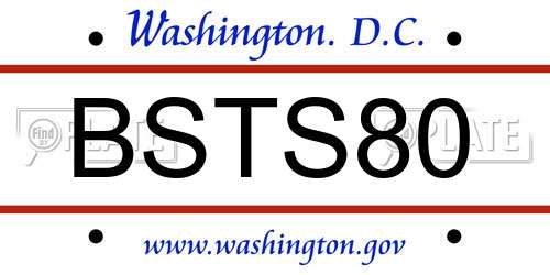 BSTS80 District Of Columbia License Plate