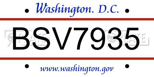 BSV7935 District Of Columbia License Plate